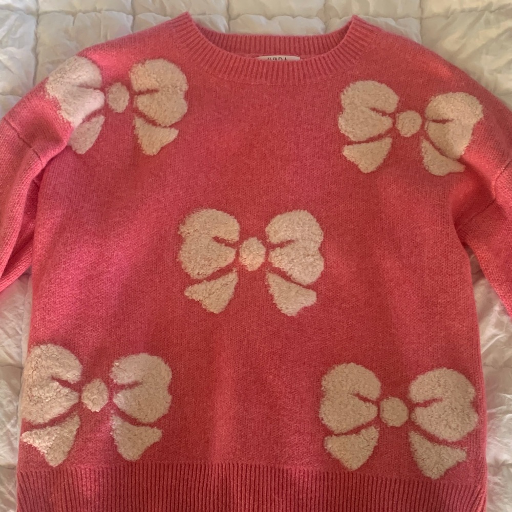Charming Pink Bow Sweater